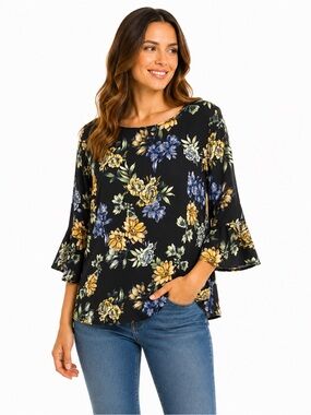 Counterparts 1x, Bell sleeve blouse.approx 25 ptp